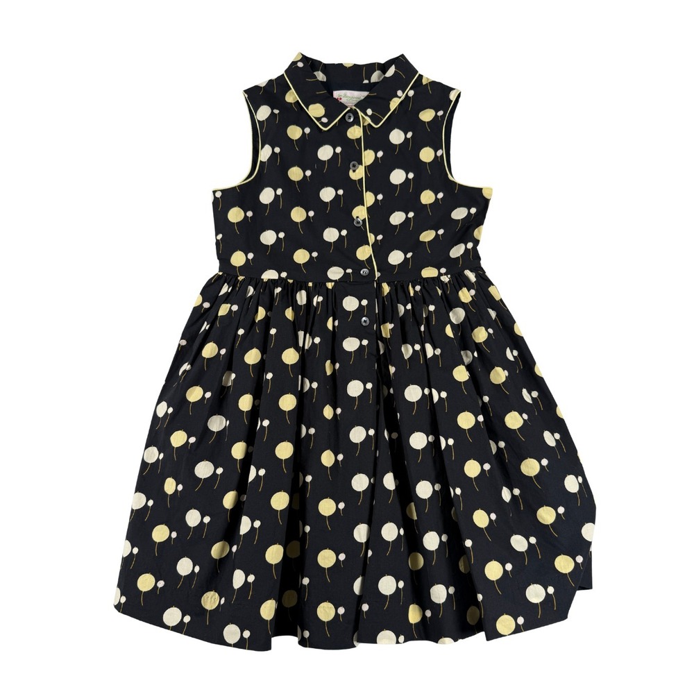 NWT Bonpoint Anne Cherry Dress Girls Size 8 Black Sleeveless Cotton